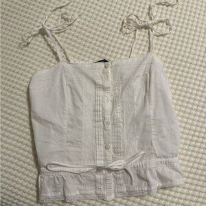 Brandy Melville White Lace Trim Top